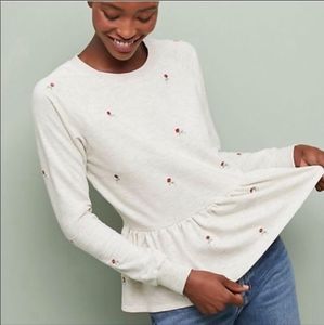 Anthropology t.la rose peplum pullover sweatshirt